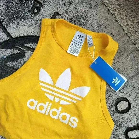 adidas Yellow Tank Top with White Logo - Picture 2 of 4